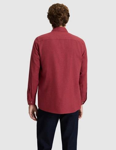 Bordo Flanel Dokulu Slim Fit Uzun Kollu Gömlek