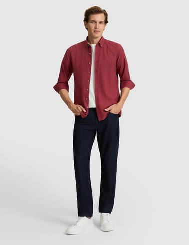 Bordo Flanel Dokulu Slim Fit Uzun Kollu Gömlek