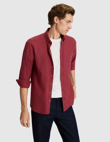 Bordo Flanel Dokulu Slim Fit Uzun Kollu Gömlek