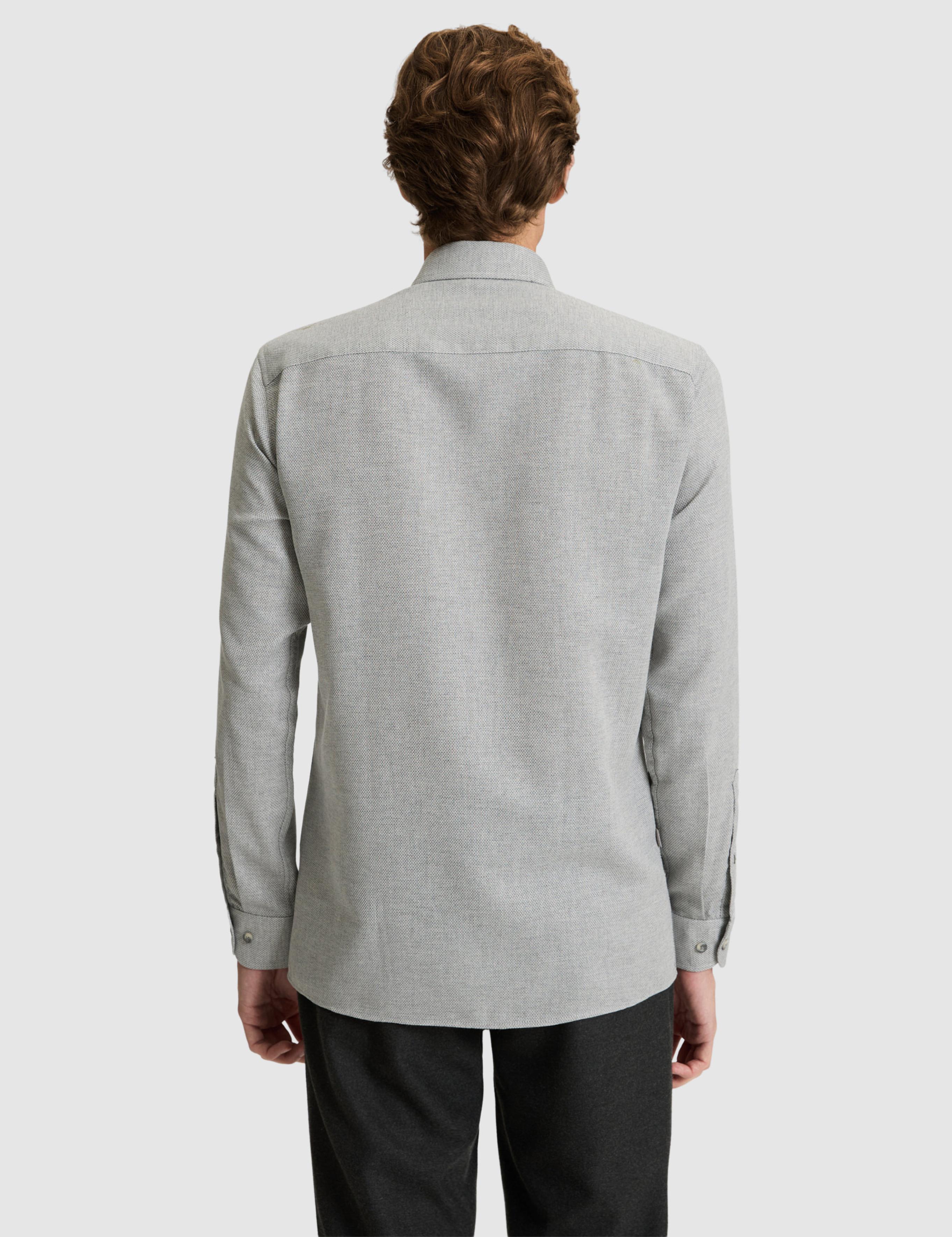 Gri Slim Fit Uzun Kollu Gömlek