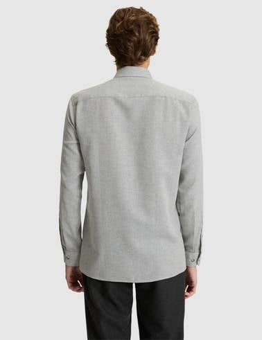 Gri Slim Fit Uzun Kollu Gömlek