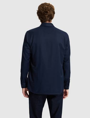 Lacivert Mikro Desenli Slim Fit Uzun Kollu Gömlek
