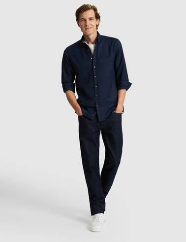 Lacivert Mikro Desenli Slim Fit Uzun Kollu Gömlek