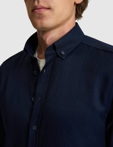 Lacivert Mikro Desenli Slim Fit Uzun Kollu Gömlek