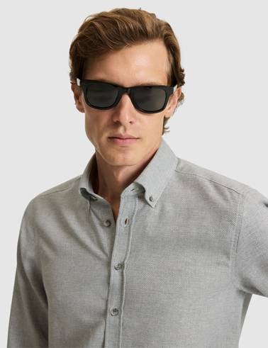 Gri Slim Fit Uzun Kollu Gömlek