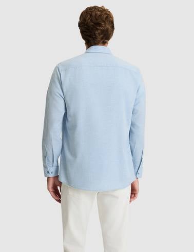 Açık Mavi Flanel Dokulu Slim Fit Uzun Kollu Gömlek