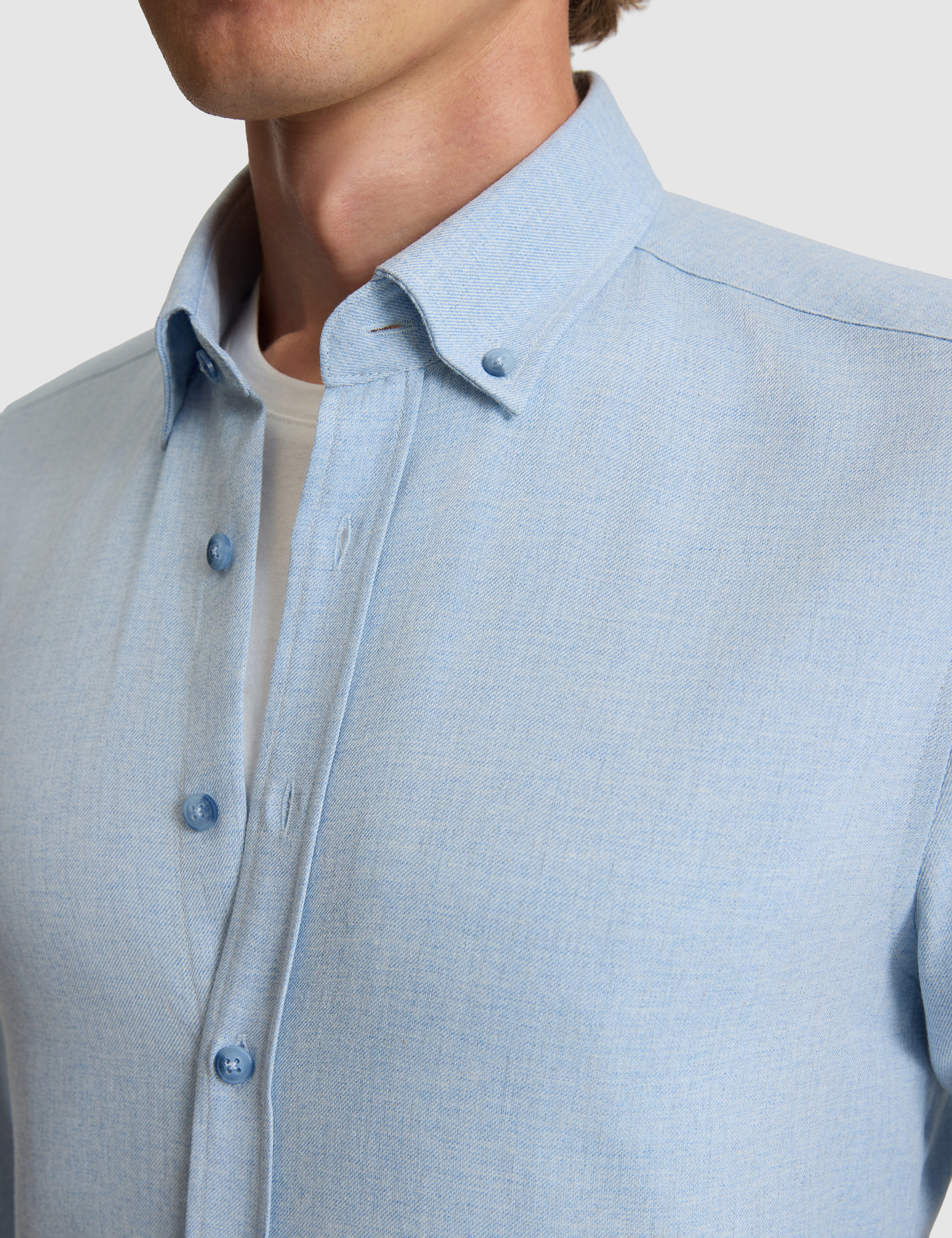 Açık Mavi Flanel Dokulu Slim Fit Uzun Kollu Gömlek