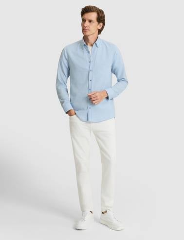 Açık Mavi Flanel Dokulu Slim Fit Uzun Kollu Gömlek