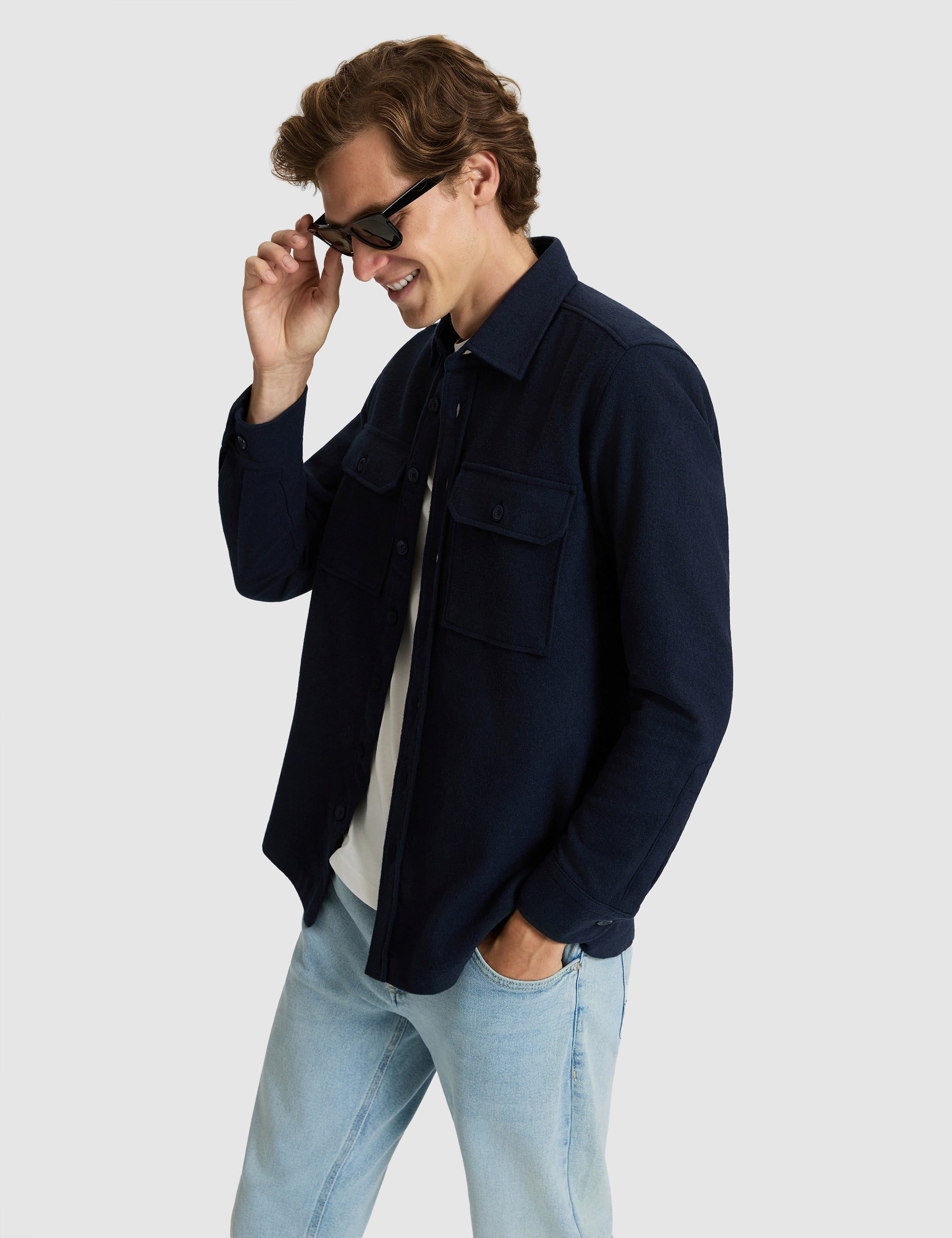 Lacivert Comfort Fit Uzun Kollu Gömlek - Image 3