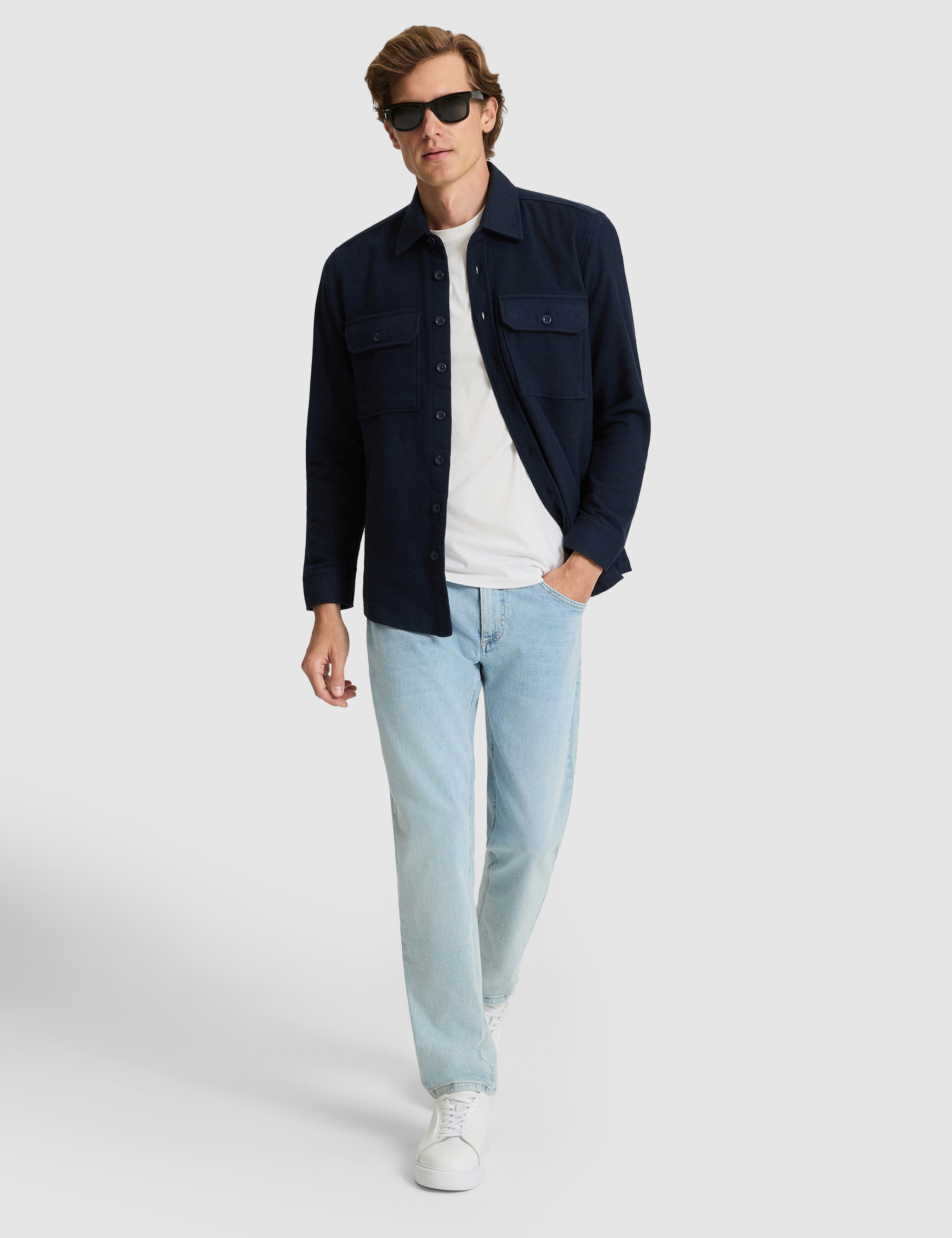 Lacivert Comfort Fit Uzun Kollu Gömlek