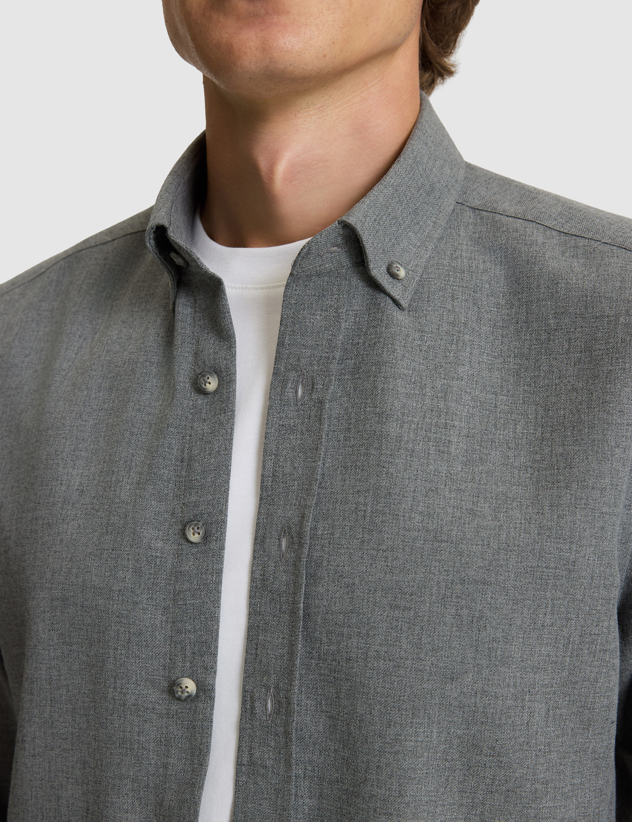 Gri Flanel Dokulu Slim Fit Uzun Kollu Gömlek - 50316751001