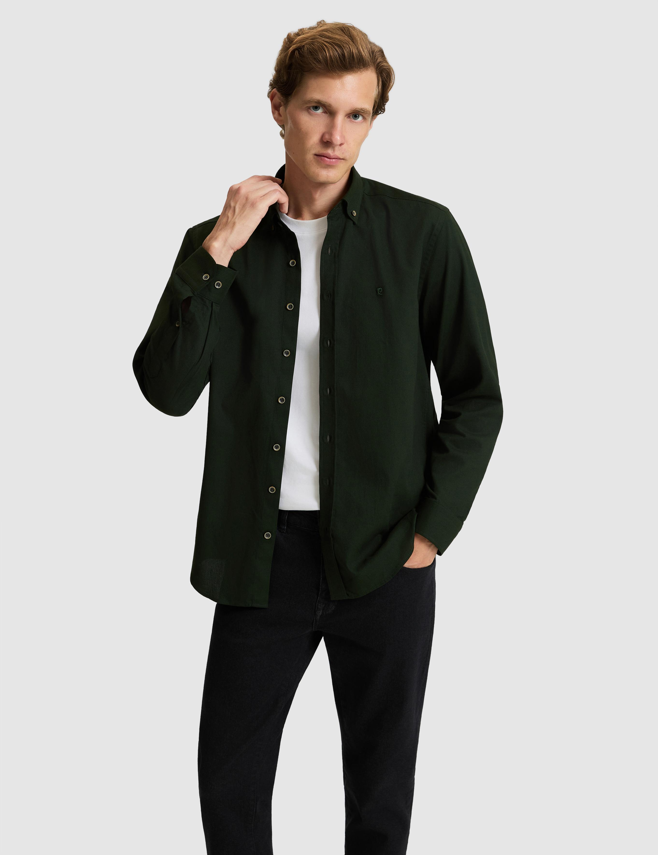 Haki Regular Fit Uzun Kollu Gömlek