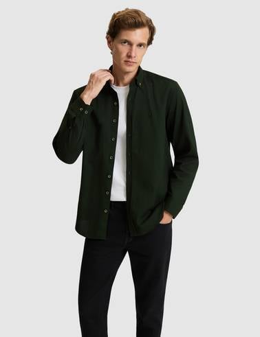 Haki Regular Fit Uzun Kollu Gömlek