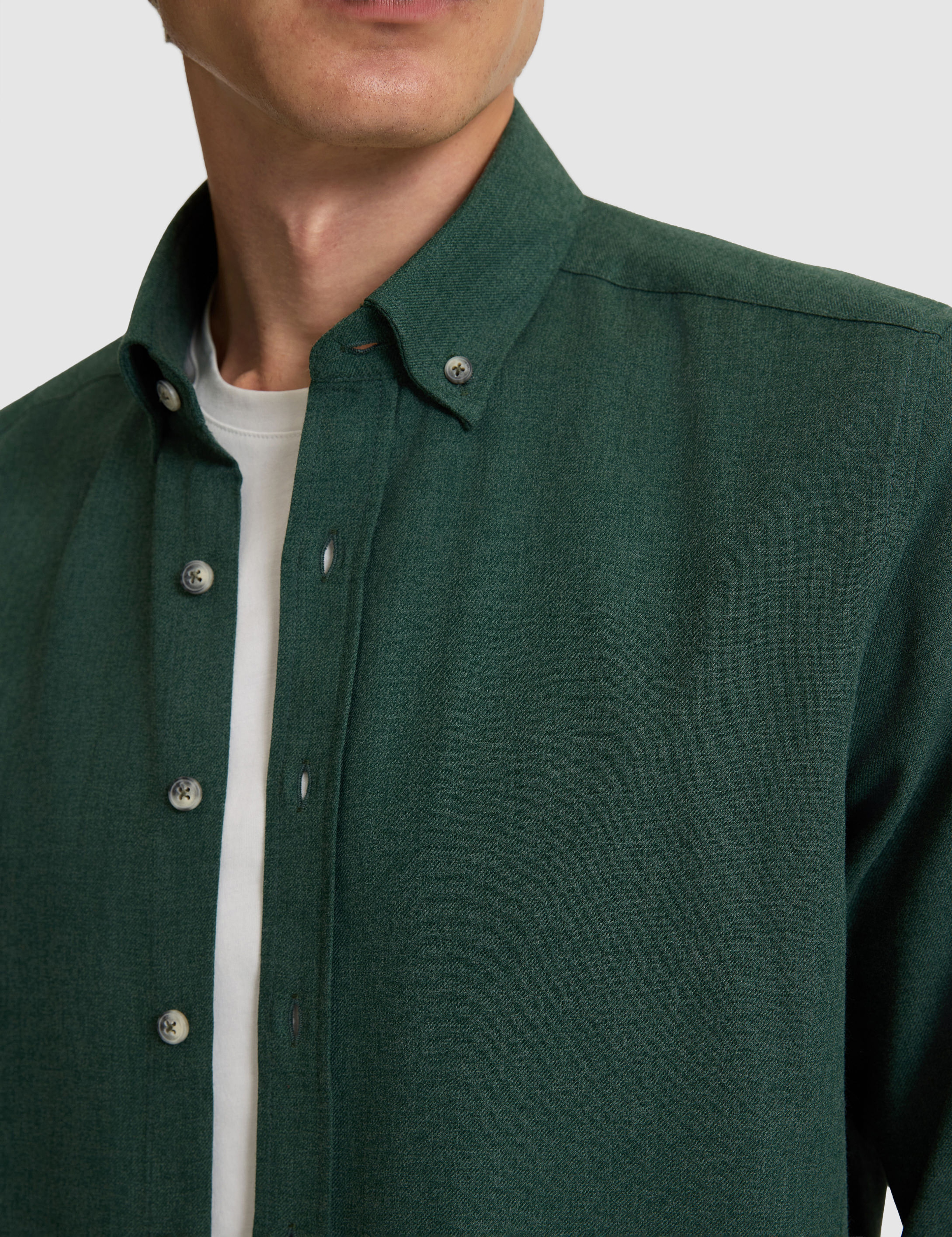 Yeşil Flanel Dokulu Slim Fit Uzun Kollu Gömlek - Image 6