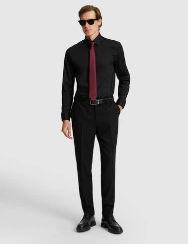 Siyah Slim Fit Uzun Kollu Basic Gömlek