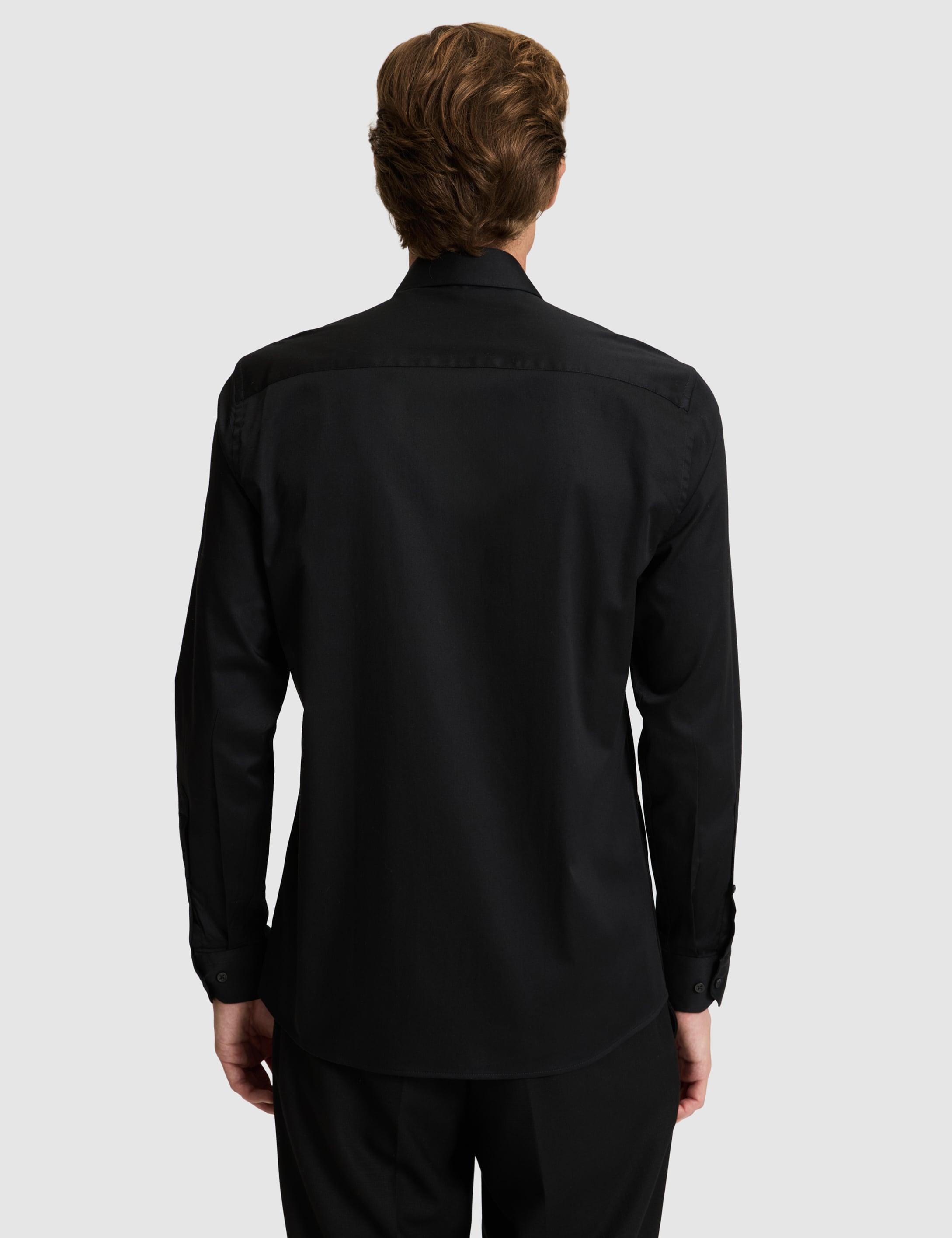 Siyah Slim Fit Uzun Kollu Basic Gömlek - 50328765038