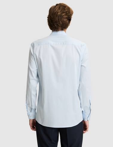 Açık Mavi Slim Fit Uzun Kollu Basic Gömlek