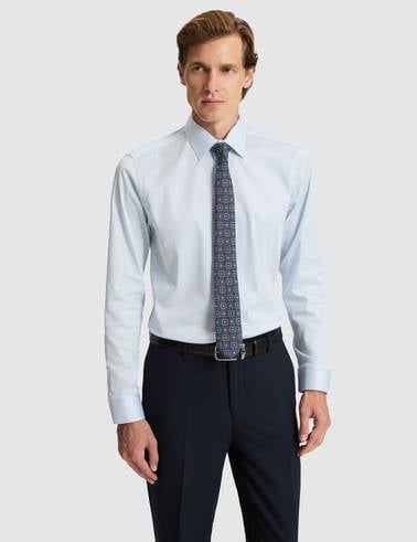 Açık Mavi Slim Fit Uzun Kollu Basic Gömlek
