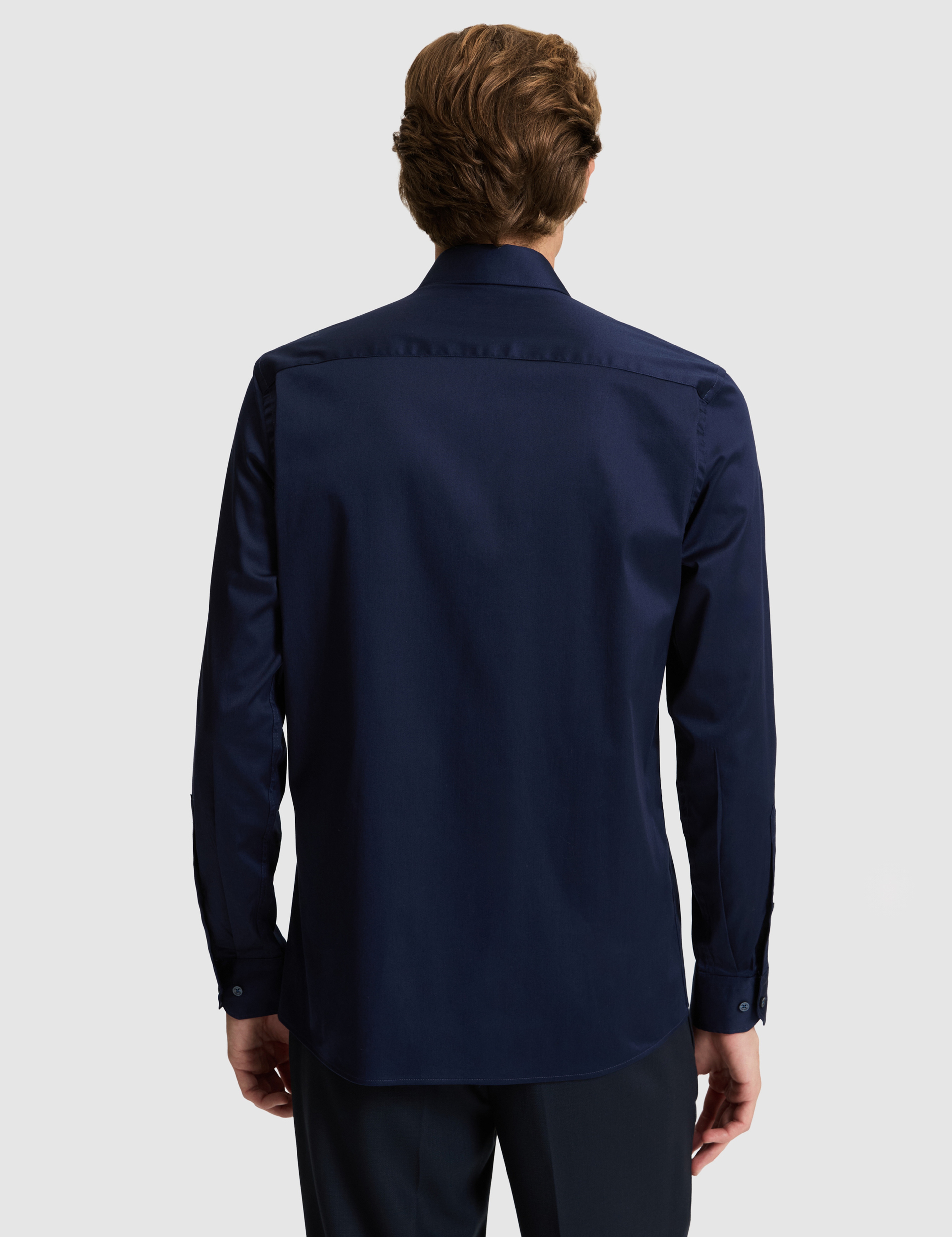 Lacivert Slim Fit Uzun Kollu Basic Gömlek - Image 5