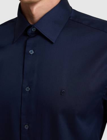 Lacivert Slim Fit Uzun Kollu Basic Gömlek