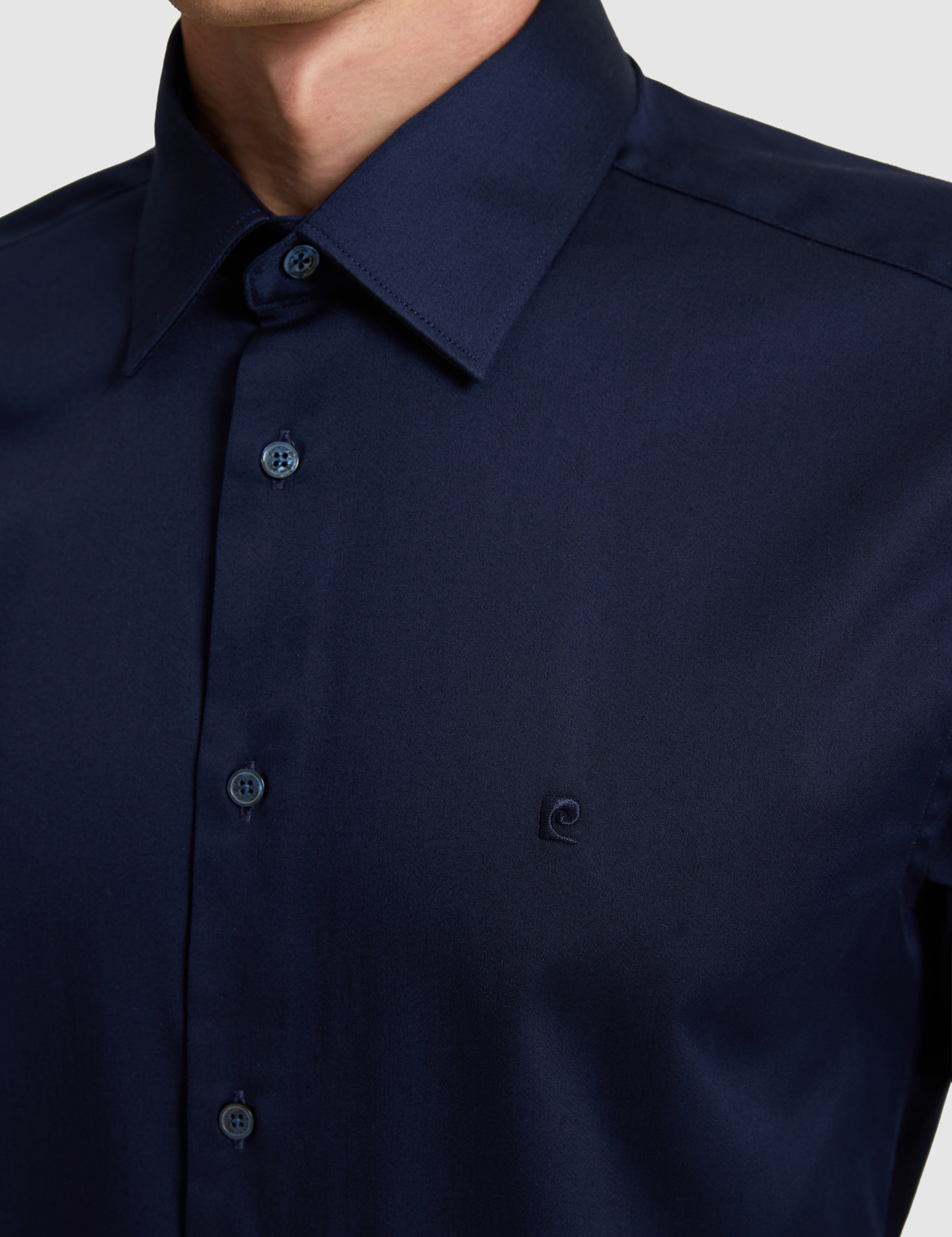 Lacivert Slim Fit Uzun Kollu Basic Gömlek