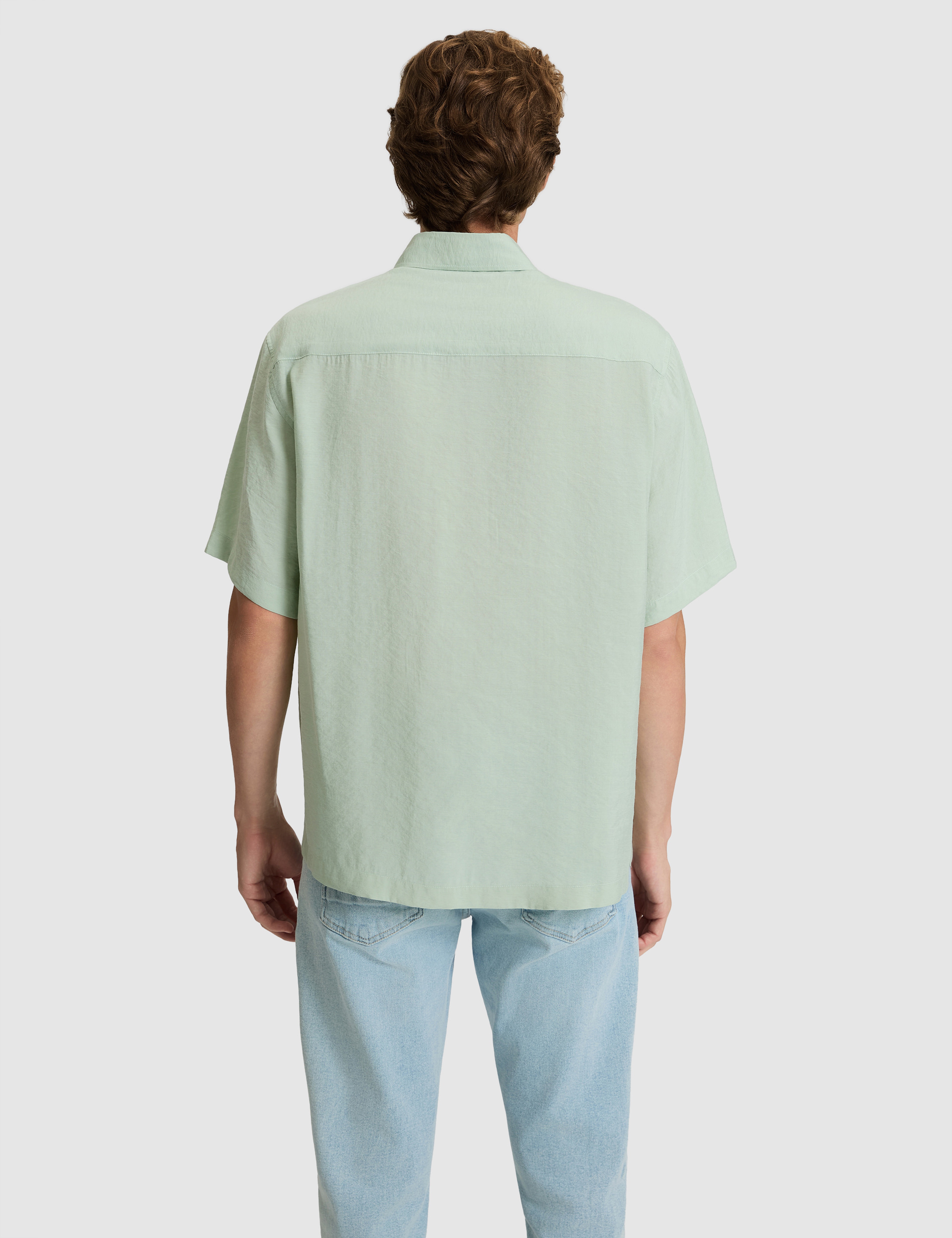 Su Yeşili Oversize Kısa Kollu Gömlek