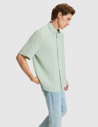 Su Yeşili Oversize Kısa Kollu Gömlek