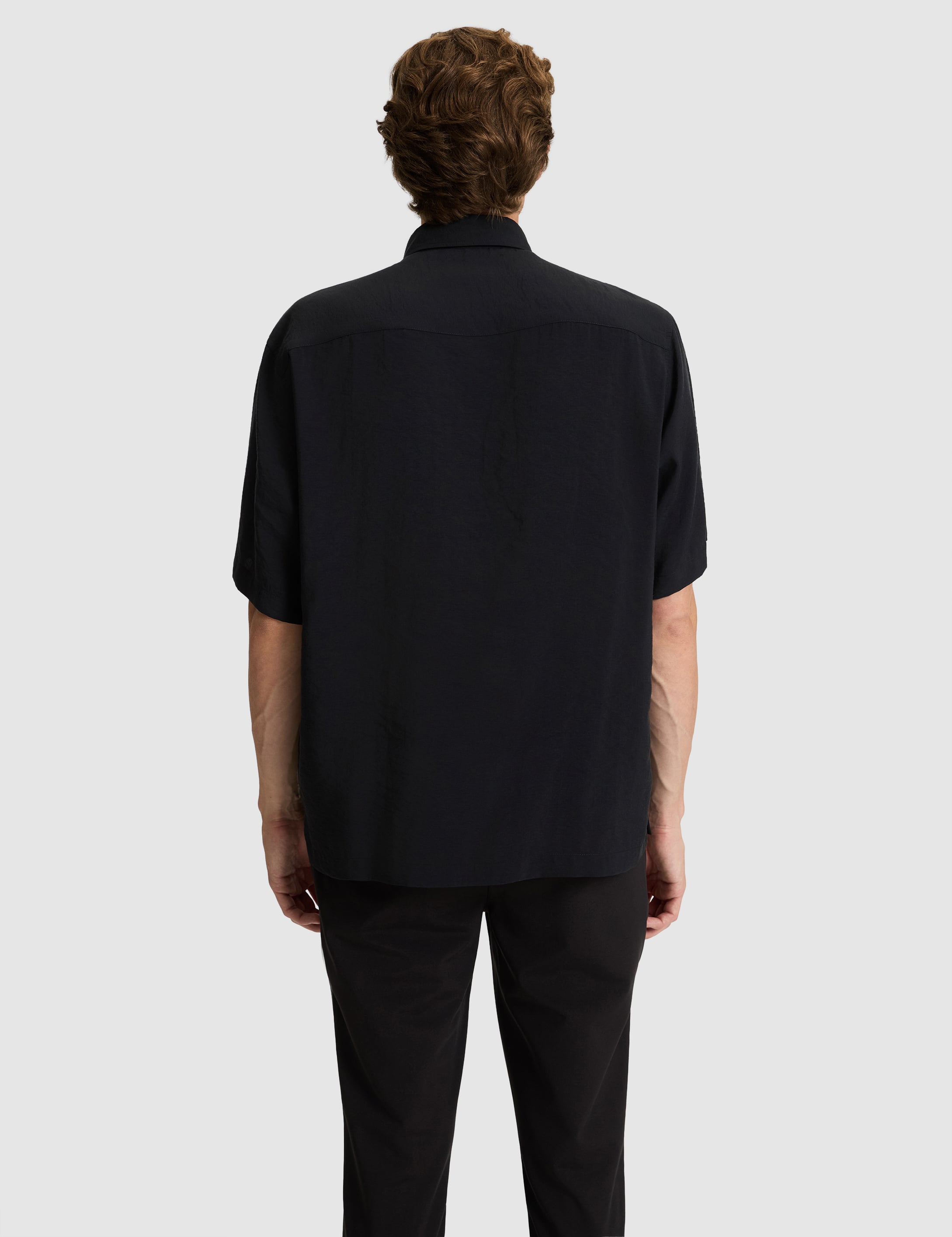 Siyah Oversize Kısa Kollu Gömlek - 50320898009