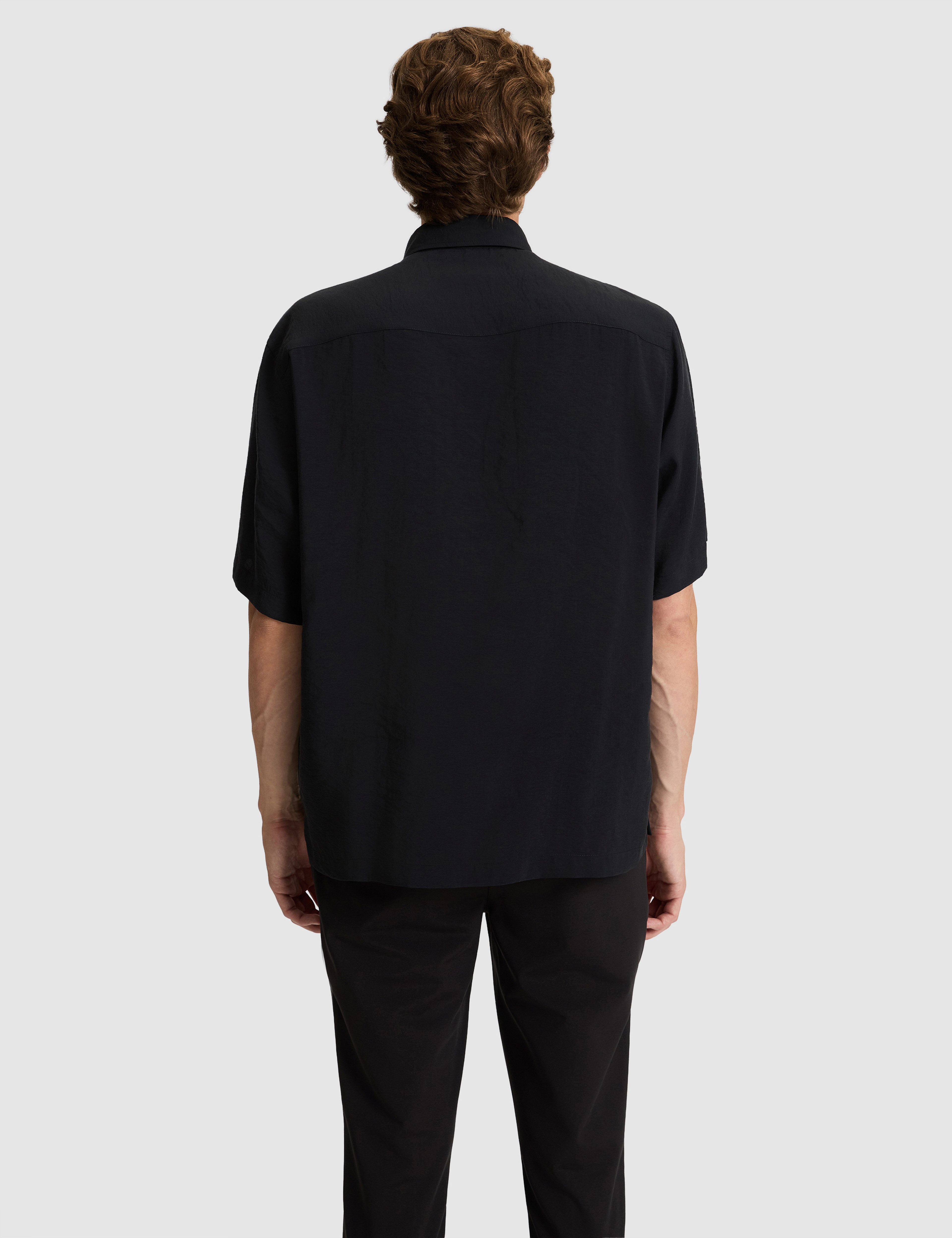 Siyah Oversize Kısa Kollu Gömlek