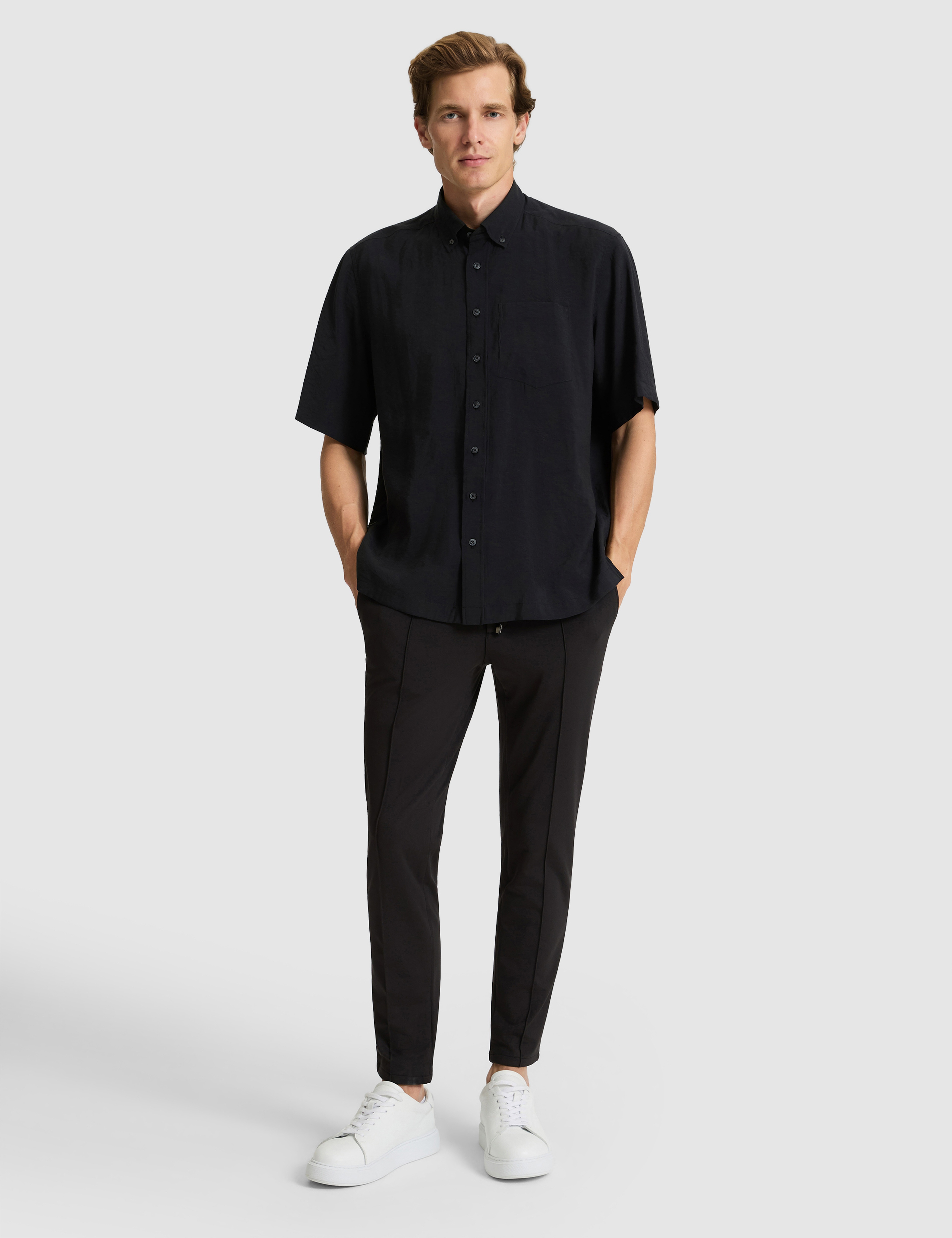 Siyah Oversize Kısa Kollu Gömlek - Image 5