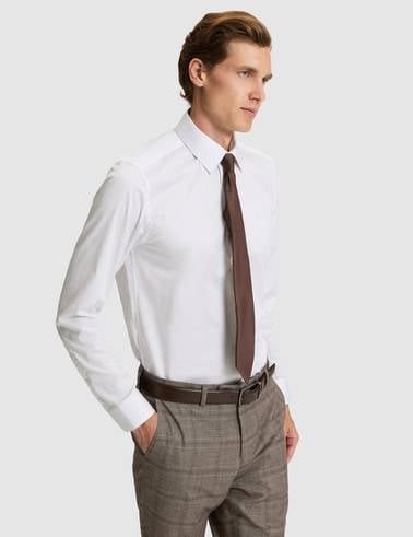 Beyaz Slim Fit Uzun Kollu Basic Gömlek