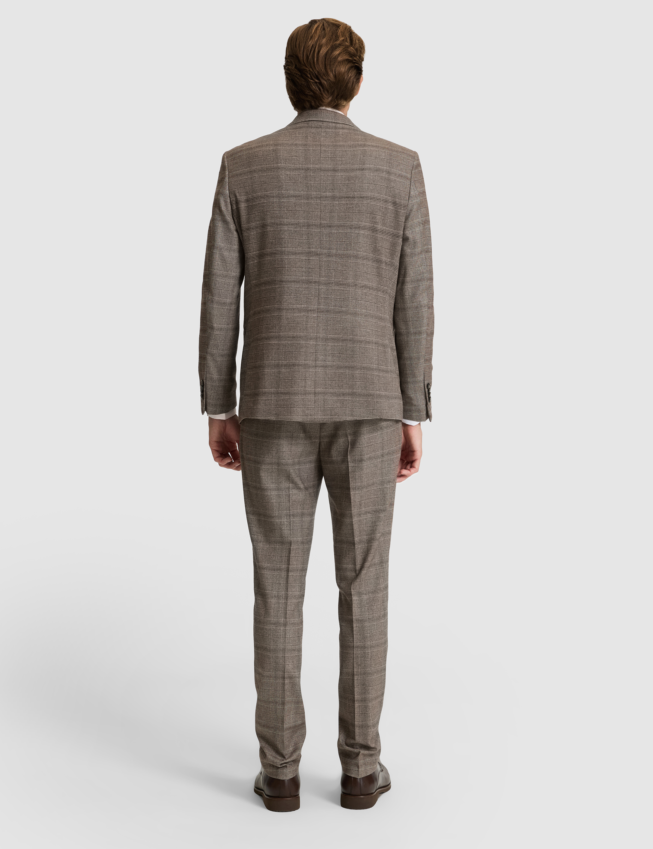 Açık Kahverengi Slim Fit Ekose Takım Elbise - 50279140056