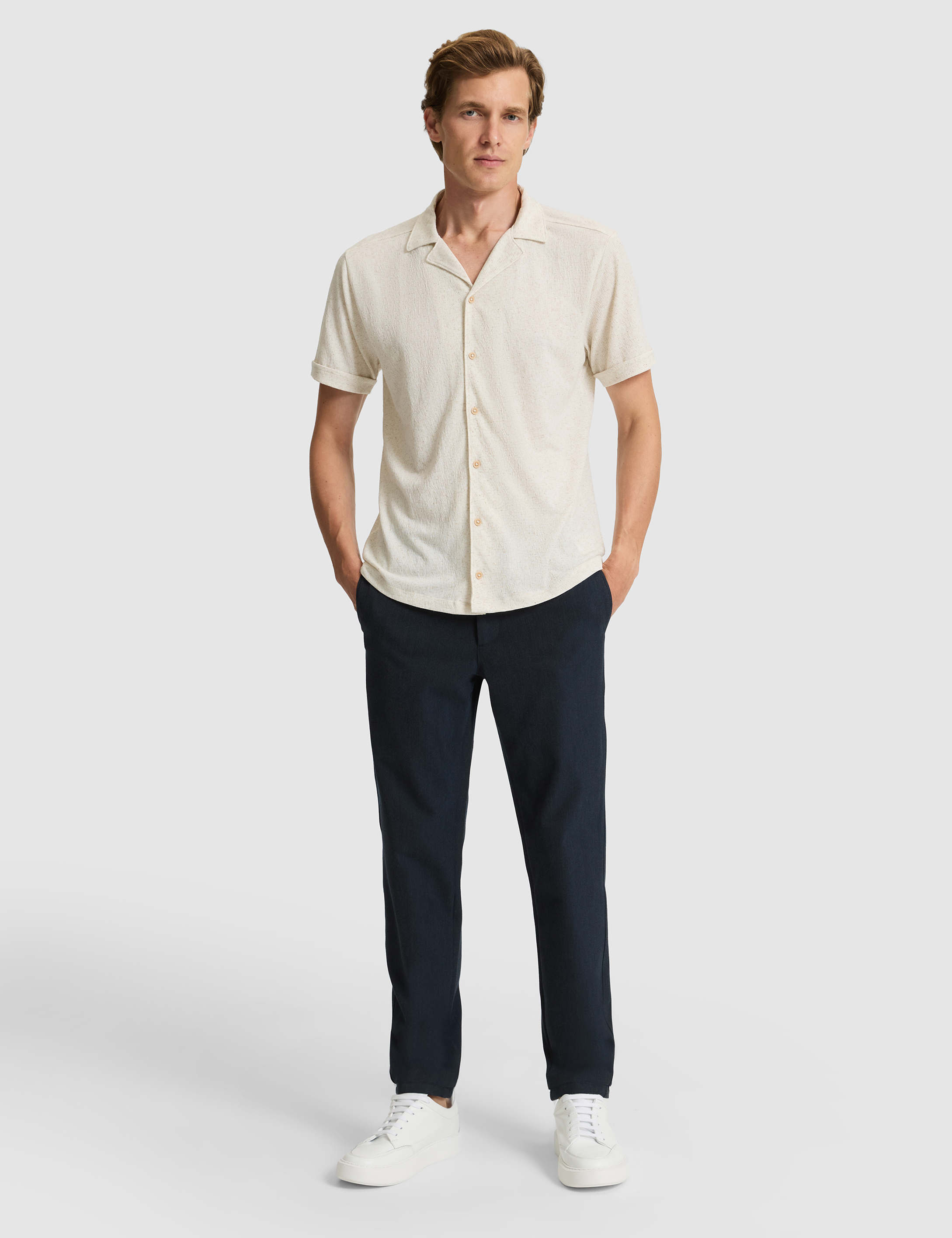 Bej Slim Fit Örme Gömlek - 50288946020