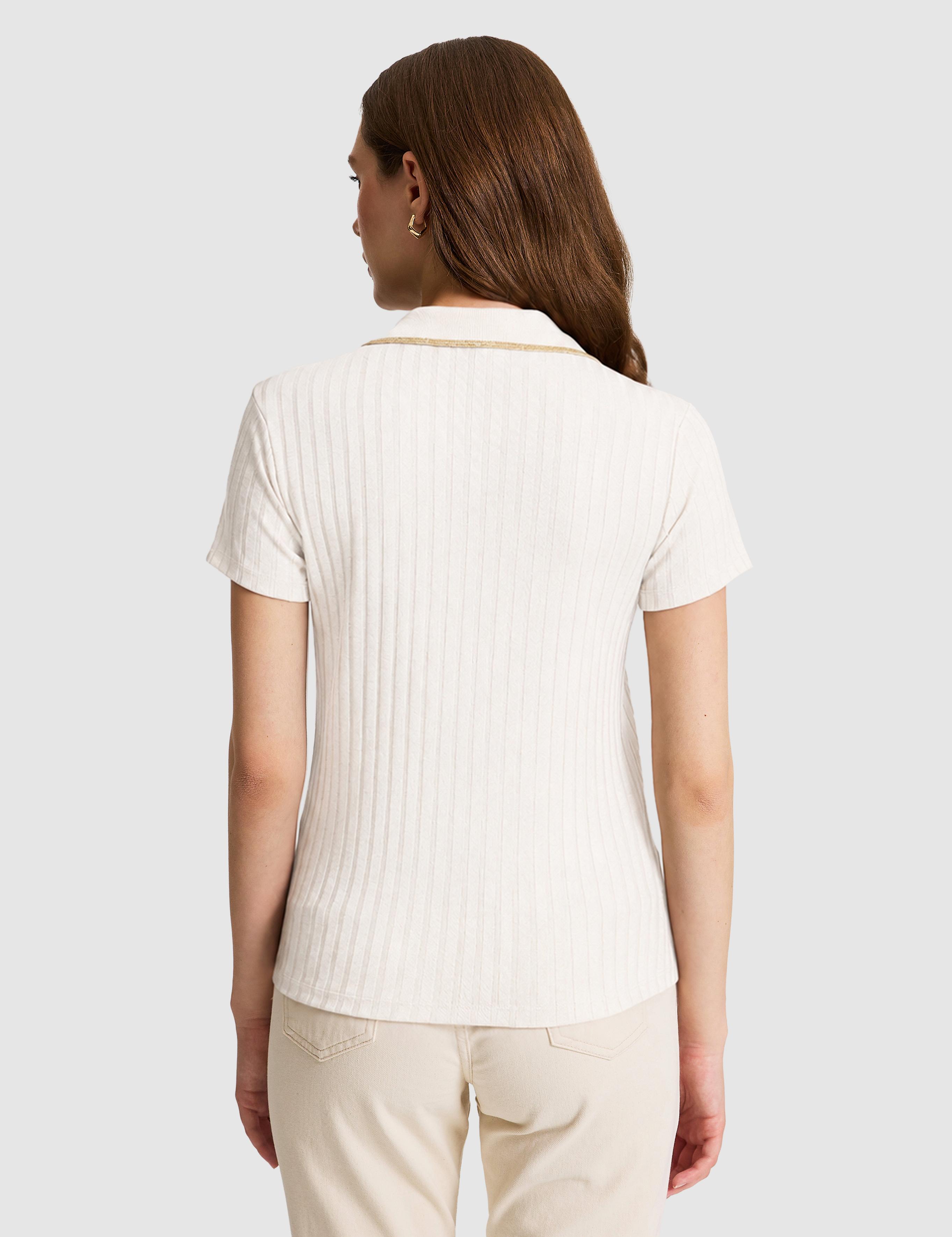 Ekru Slim Fit Basic Tişört