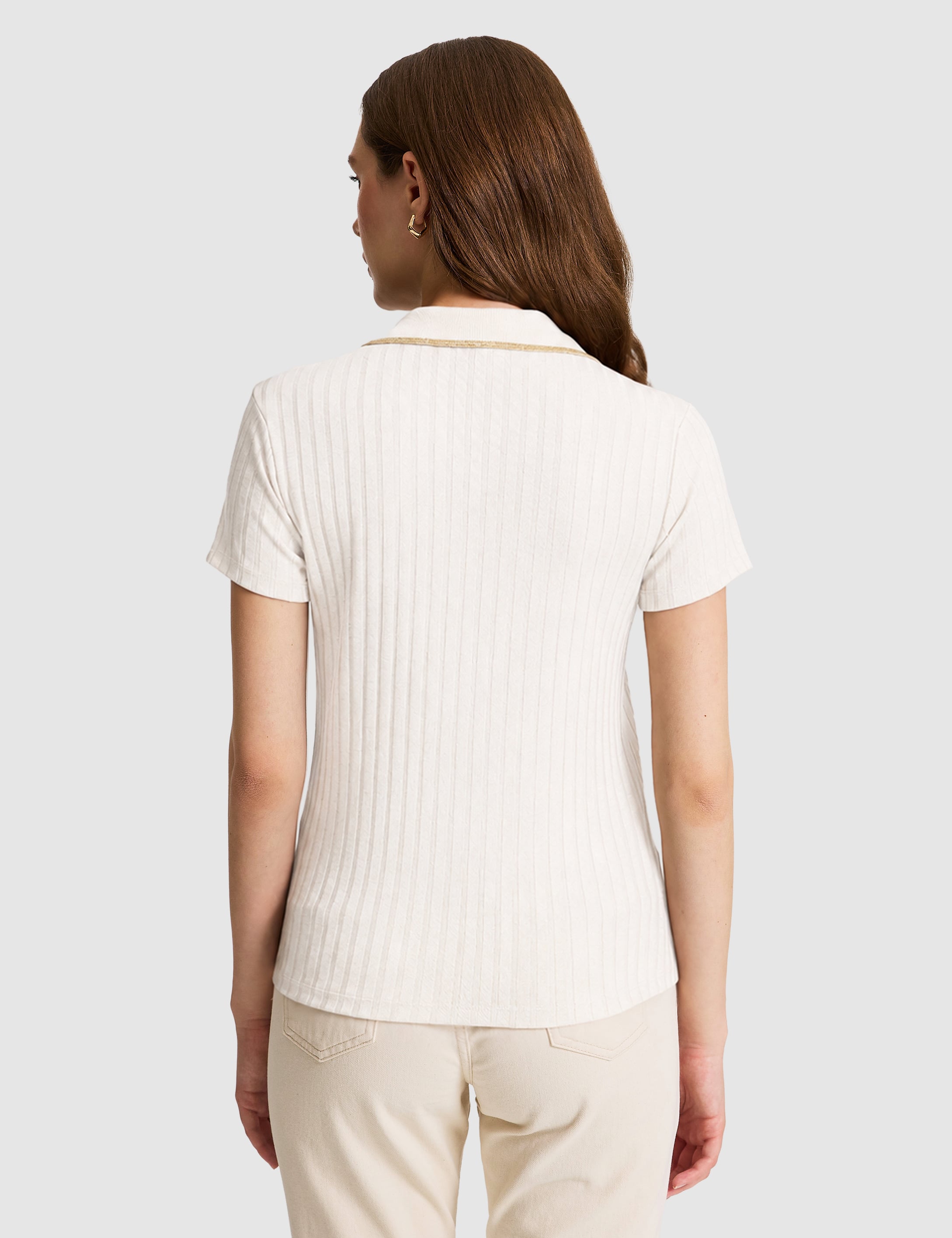 Ekru Slim Fit Basic Tişört