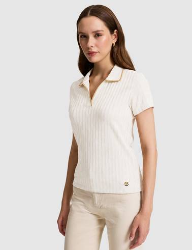 Ekru Slim Fit Basic Tişört