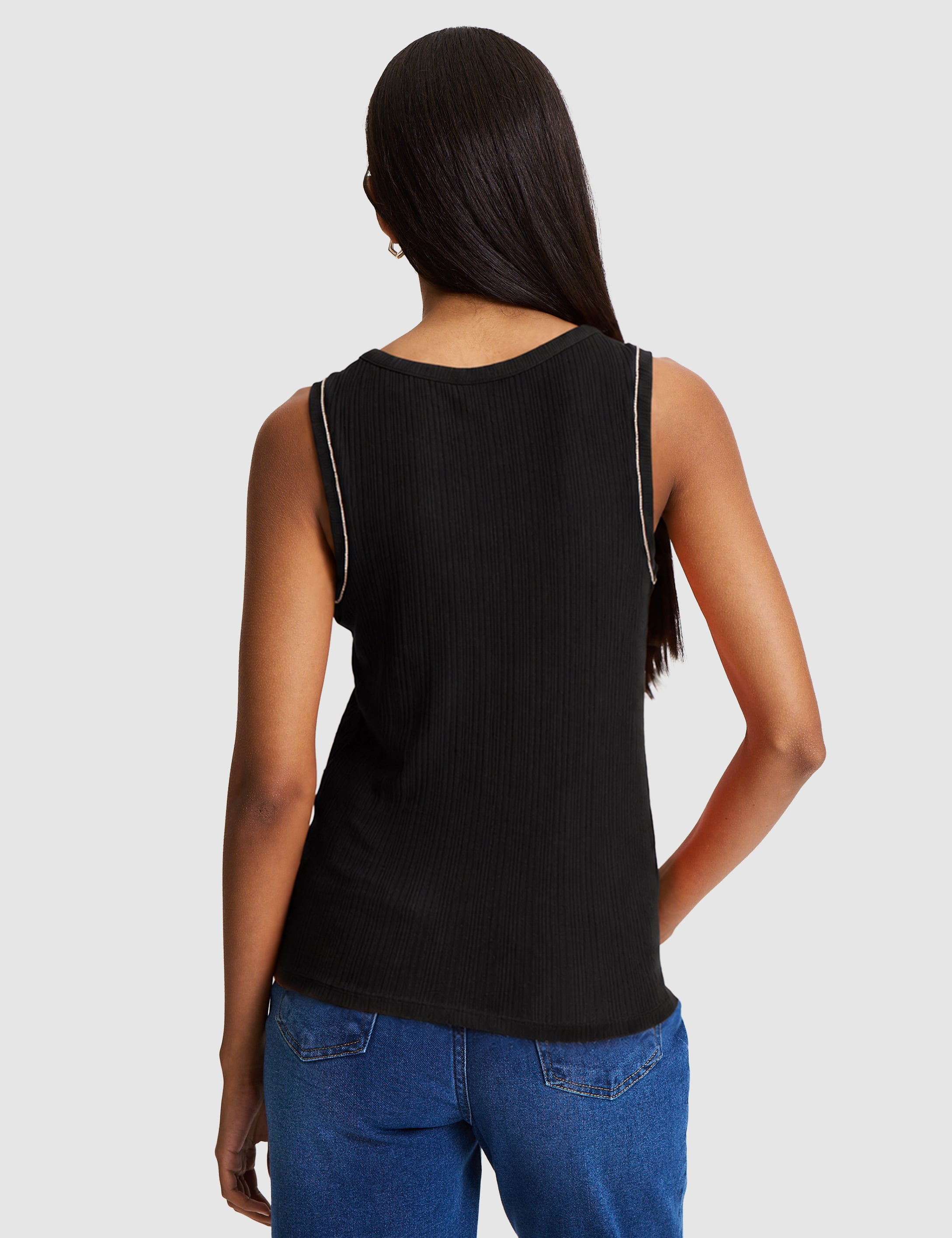 Siyah Slim Fit Örme Bluz - Image 3