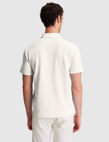 Ekru Slim Fit Fermuarlı Polo Yaka Tişört
