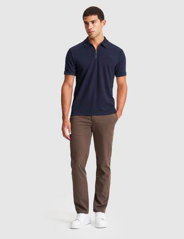 Ekru Regular Fit Fermuarlı Polo Yaka Tişört