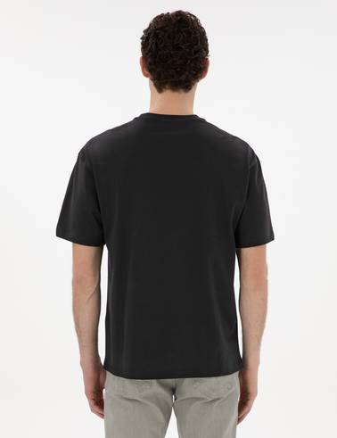 Siyah Comfort Fit %100 Pamuk Bisiklet Yaka Basic Tişört