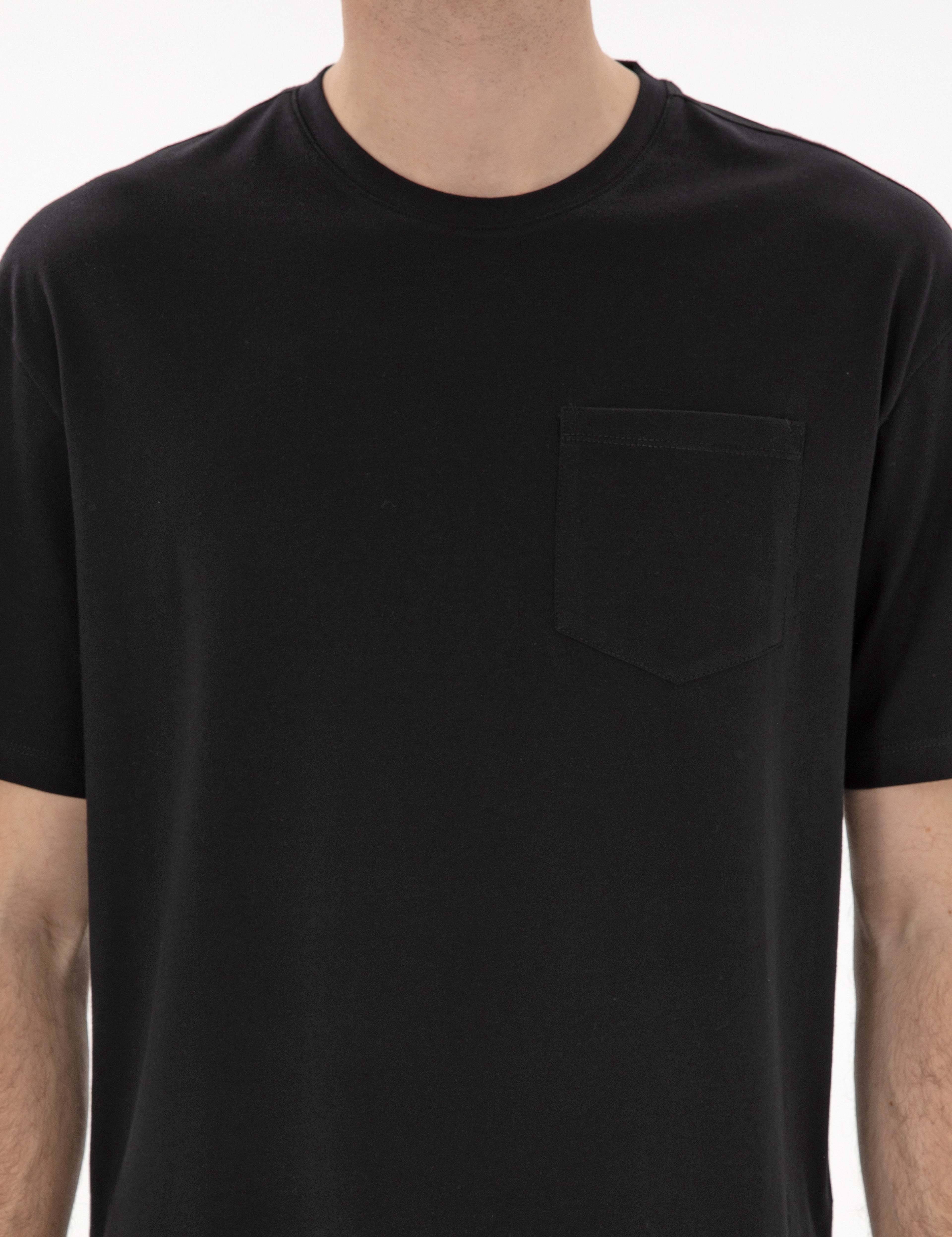 Siyah Comfort Fit %100 Pamuk Bisiklet Yaka Basic Tişört - Image 7