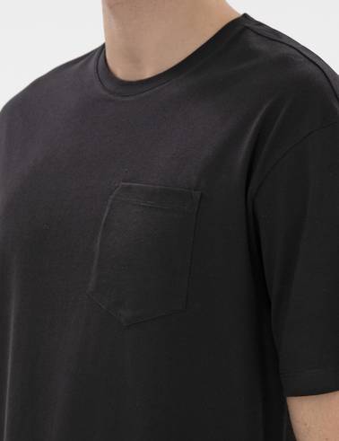 Siyah Comfort Fit %100 Pamuk Bisiklet Yaka Basic Tişört