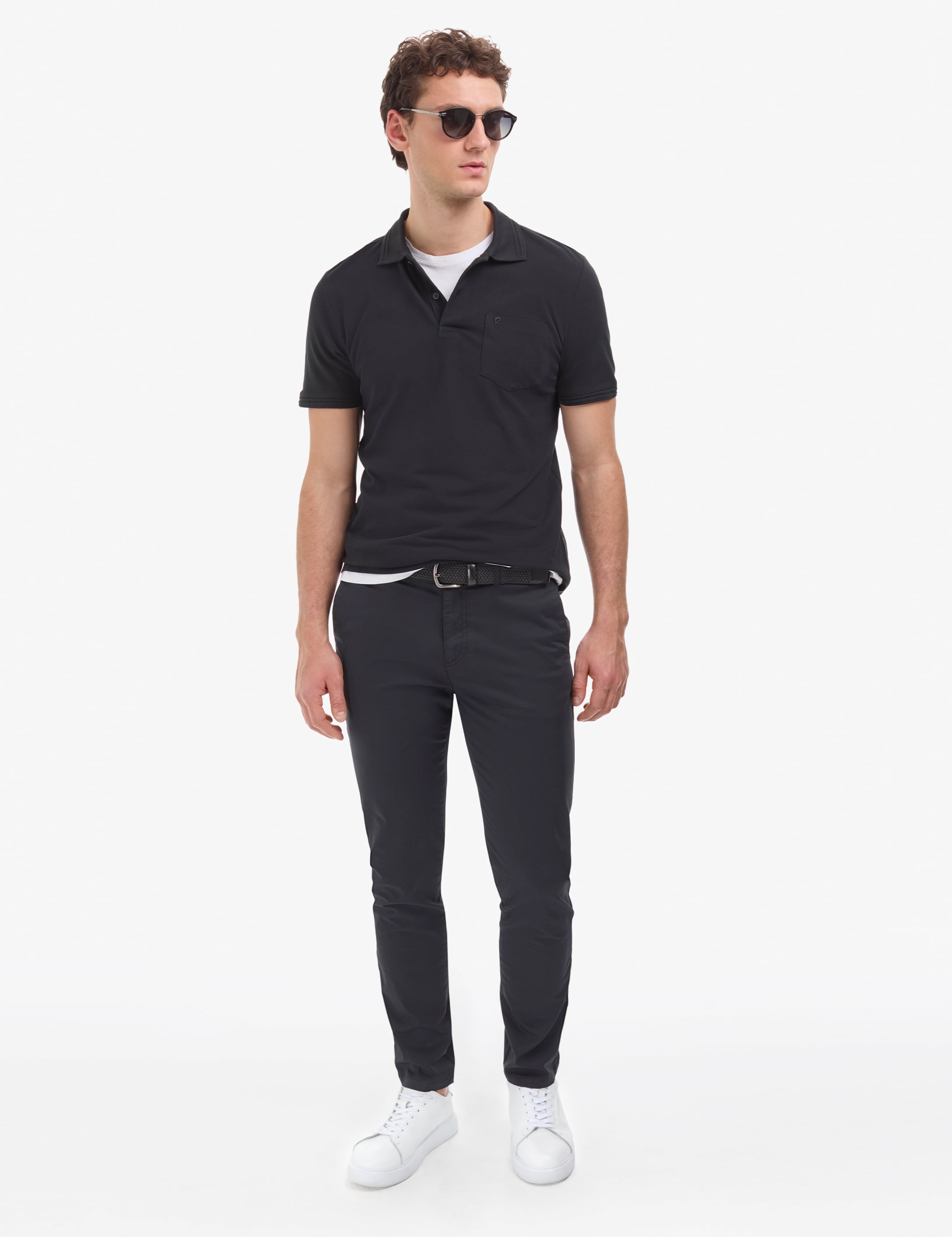 Siyah Regular Fit %100 Pamuk Cepli Kıvrılmaz Düğmeli Polo Yaka Basic Tişört