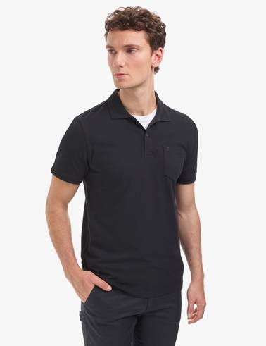 Siyah Regular Fit %100 Pamuk Cepli Kıvrılmaz Düğmeli Polo Yaka Basic Tişört