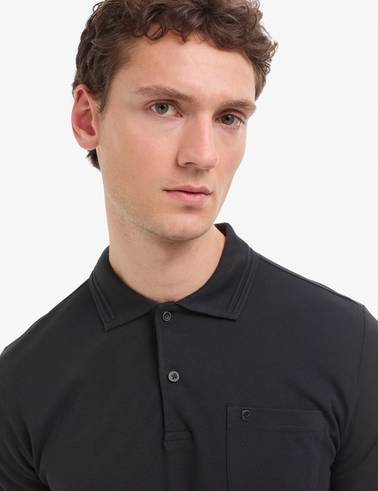Siyah Regular Fit %100 Pamuk Cepli Kıvrılmaz Düğmeli Polo Yaka Basic Tişört