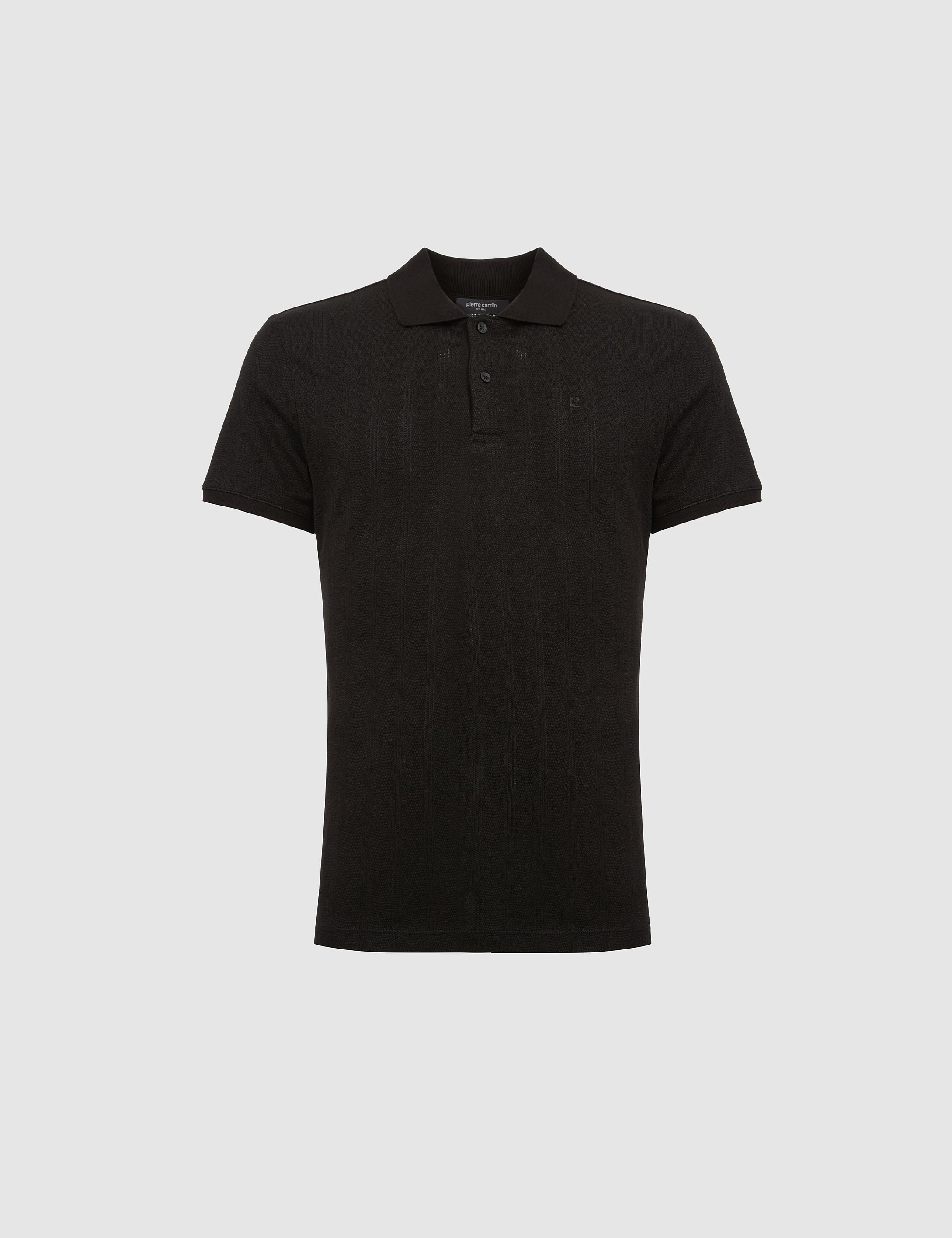 Siyah Slim Fit Düğmeli Polo Yaka Tişört - 50321192042