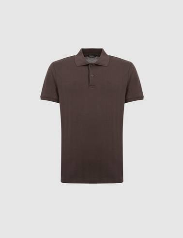 Koyu Kahverengi Slim Fit Düğmeli Polo Yaka Tişört