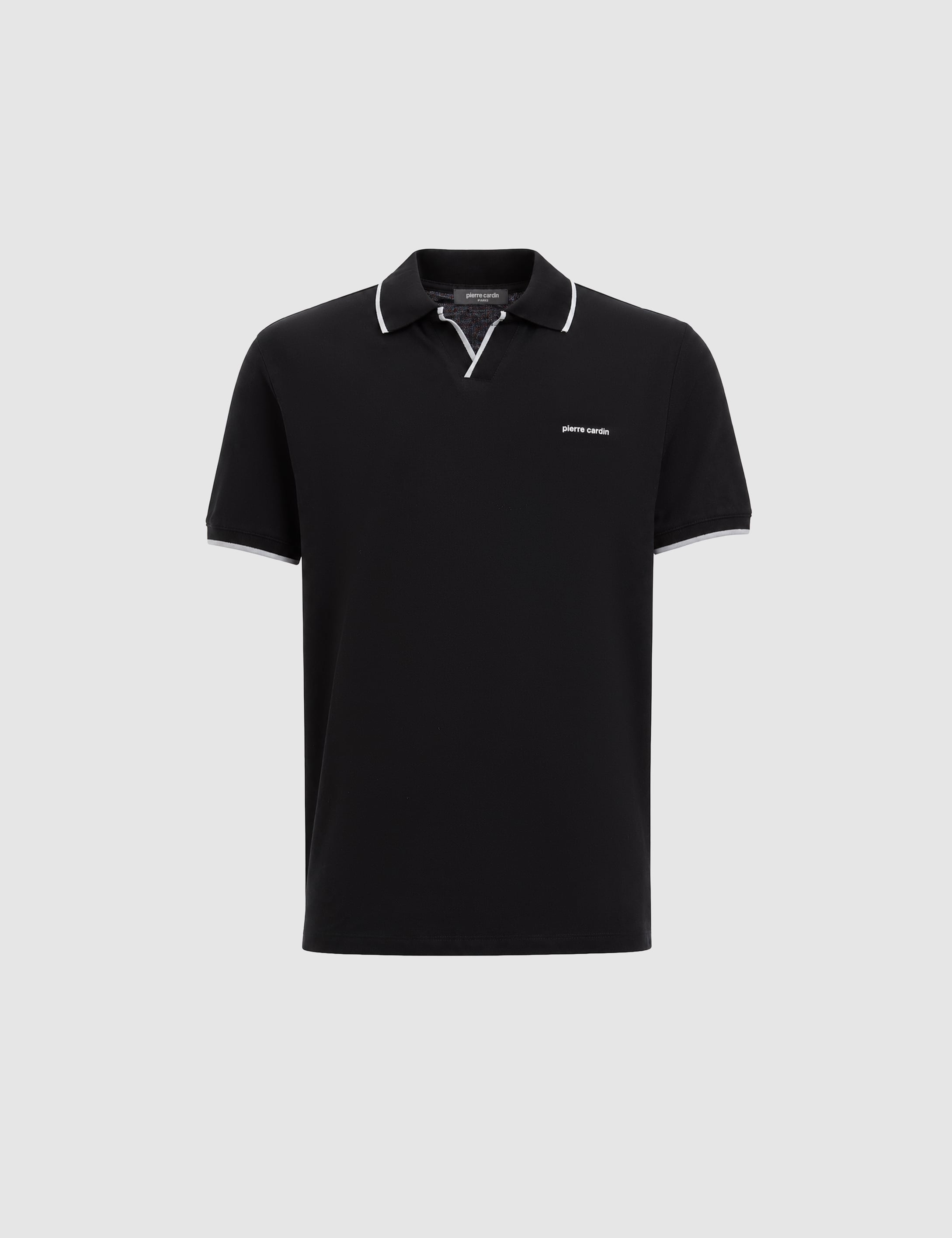 Siyah Slim Fit %100 Pamuk Apaş Yaka Tişört - 50321029023
