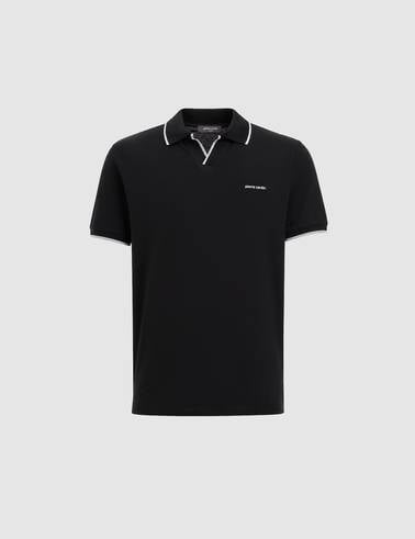 Siyah Slim Fit %100 Pamuk Apaş Yaka Tişört