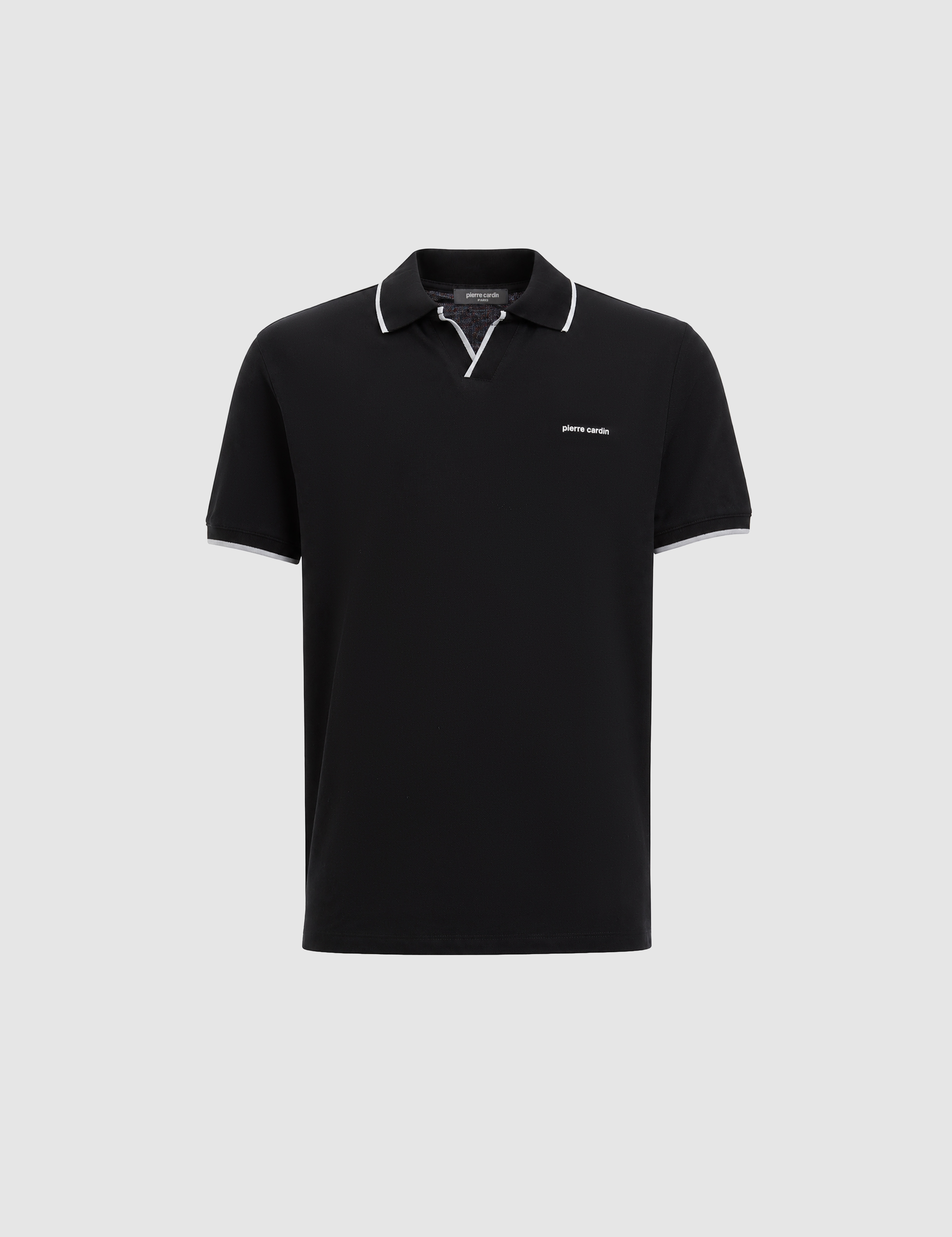Siyah Slim Fit %100 Pamuk Apaş Yaka Tişört - Image 7